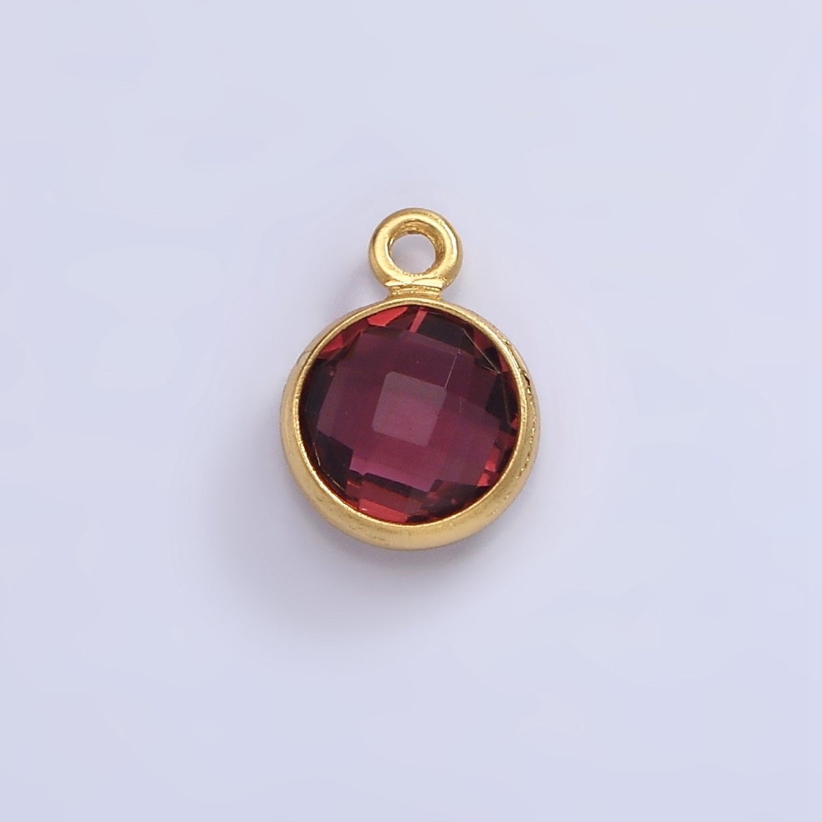 14K Gold Filled 7mm Multifaceted Birthstone CZ Round Personalized Charm | N1185 - N1196