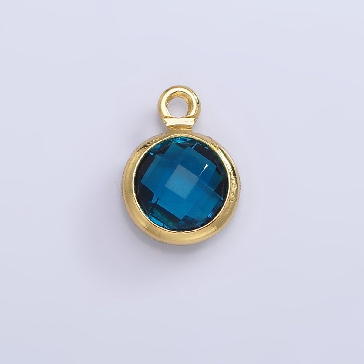 14K Gold Filled 7mm Multifaceted Birthstone CZ Round Personalized Charm | N1185 - N1196