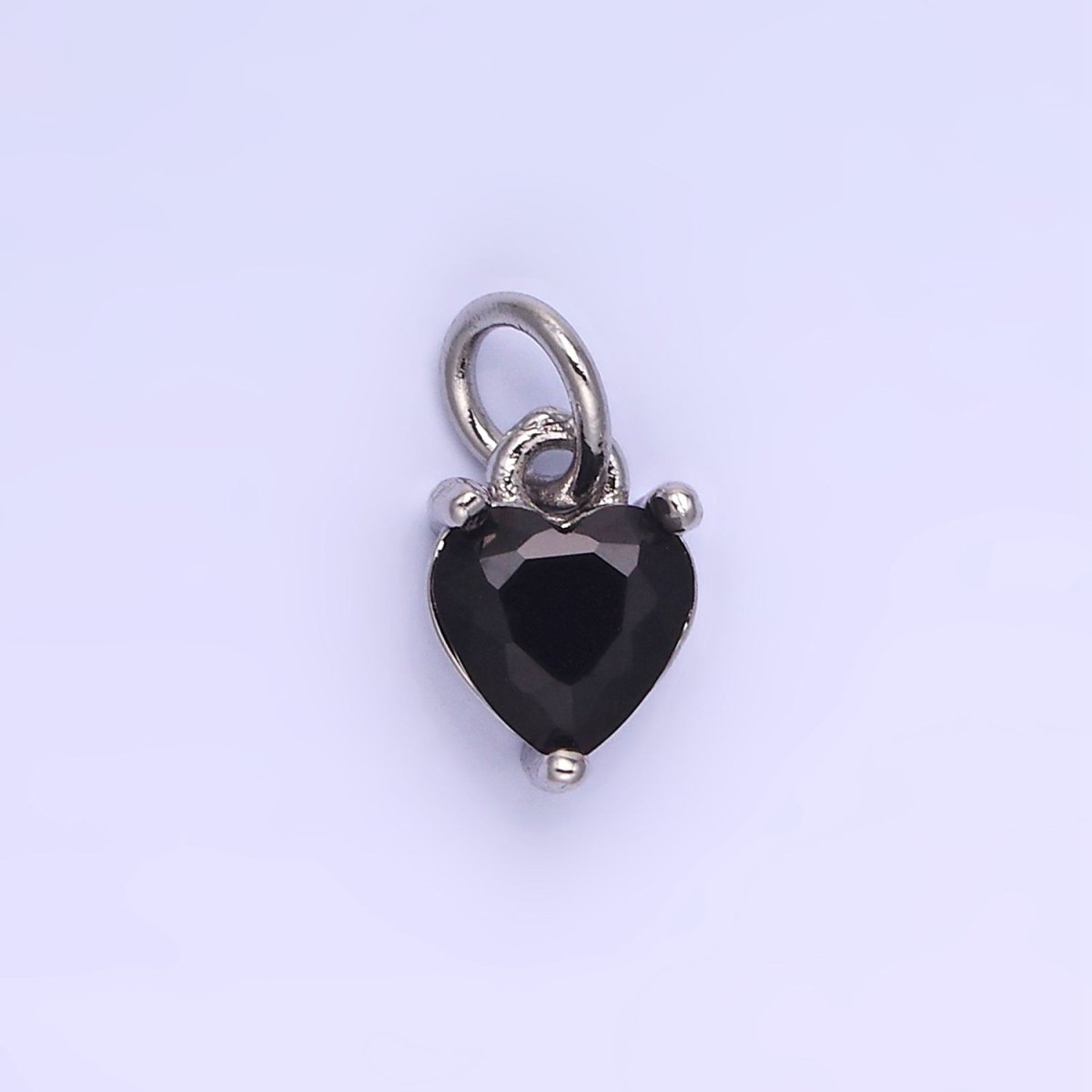 14k Gold Filled 8.7mm CZ Cubic Zirconia Heart Charm in Gold & Silver | W590 - W606