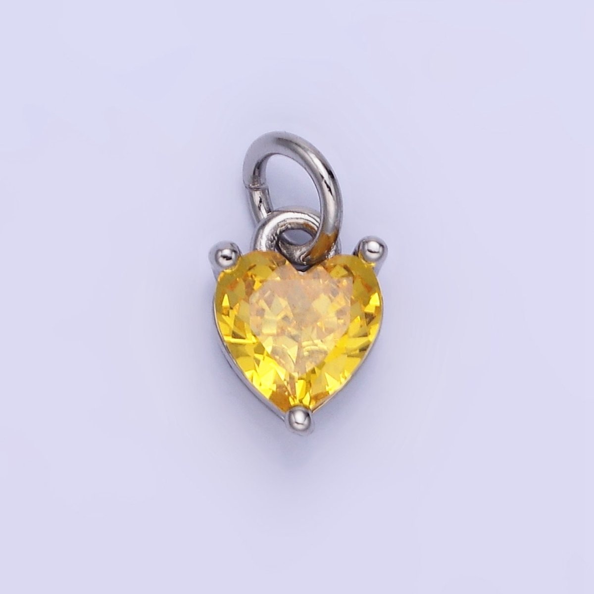 14k Gold Filled 8.7mm CZ Cubic Zirconia Heart Charm in Gold & Silver | W590 - W606