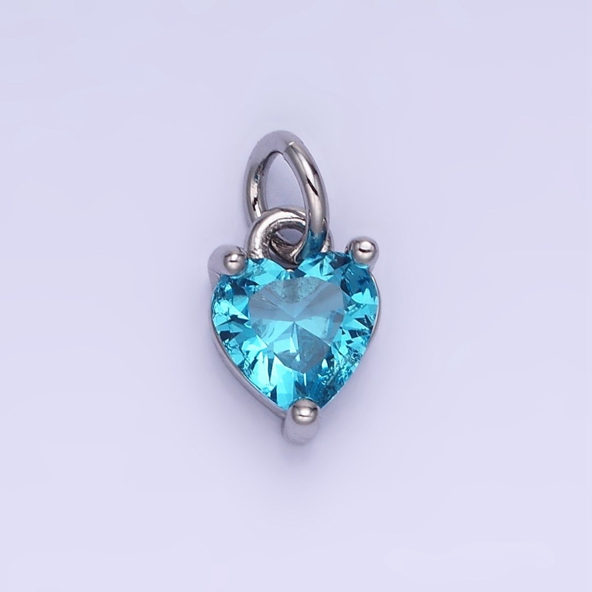 14k Gold Filled 8.7mm CZ Cubic Zirconia Heart Charm in Gold & Silver | W590 - W606
