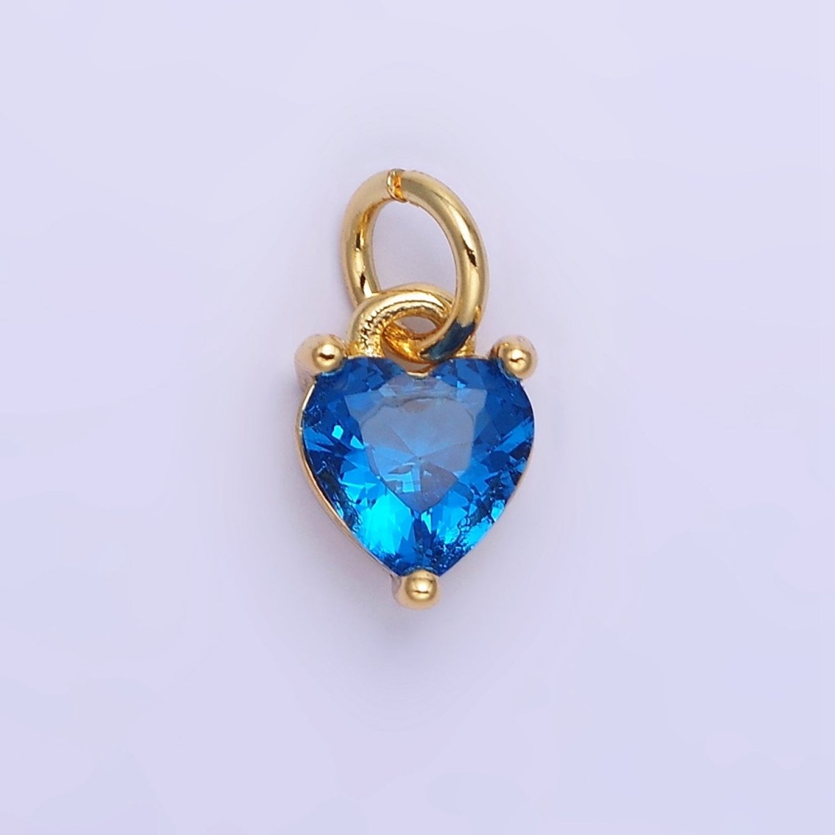 14k Gold Filled 8.7mm CZ Cubic Zirconia Heart Charm in Gold & Silver | W590 - W606