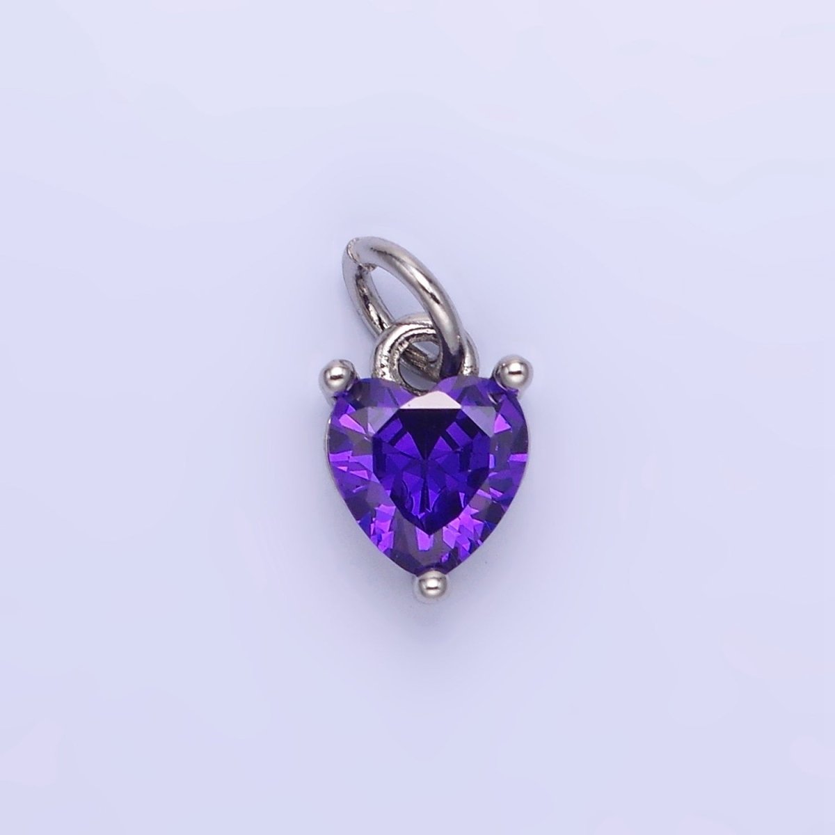 14k Gold Filled 8.7mm CZ Cubic Zirconia Heart Charm in Gold & Silver | W590 - W606