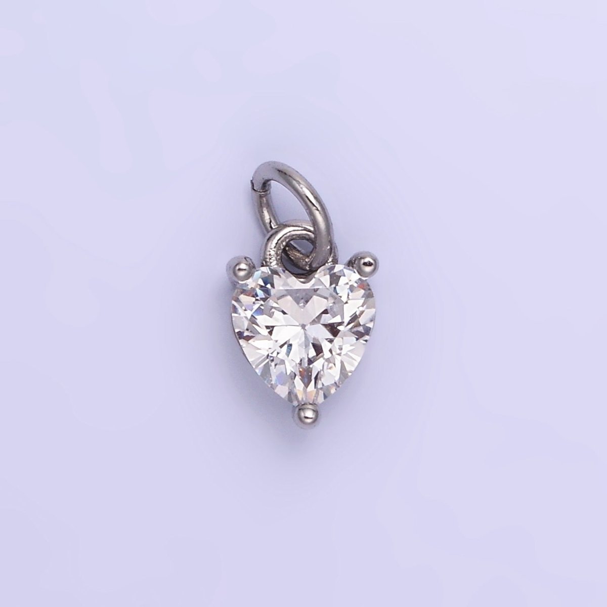 14k Gold Filled 8.7mm CZ Cubic Zirconia Heart Charm in Gold & Silver | W590 - W606