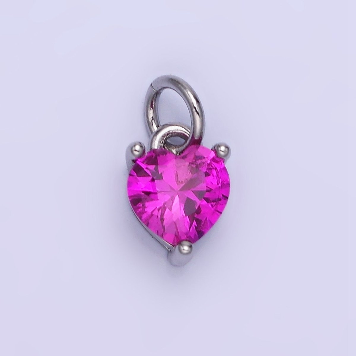 14k Gold Filled 8.7mm CZ Cubic Zirconia Heart Charm in Gold & Silver | W590 - W606