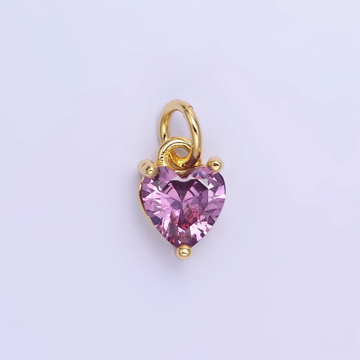 14k Gold Filled 8.7mm CZ Cubic Zirconia Heart Charm in Gold & Silver | W590 - W606
