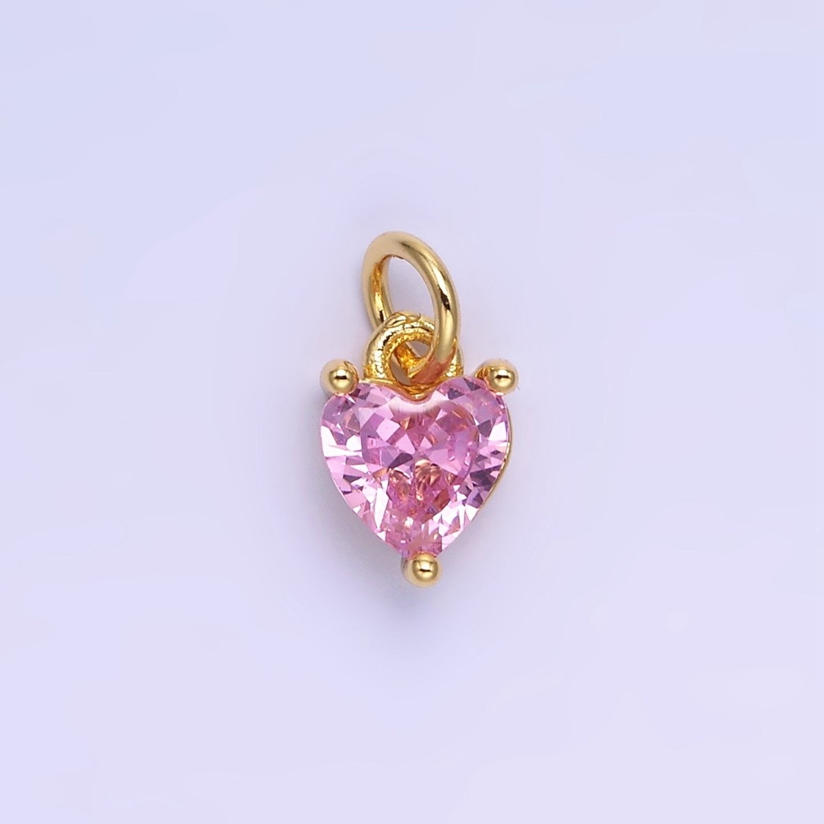 14k Gold Filled 8.7mm CZ Cubic Zirconia Heart Charm in Gold & Silver | W590 - W606