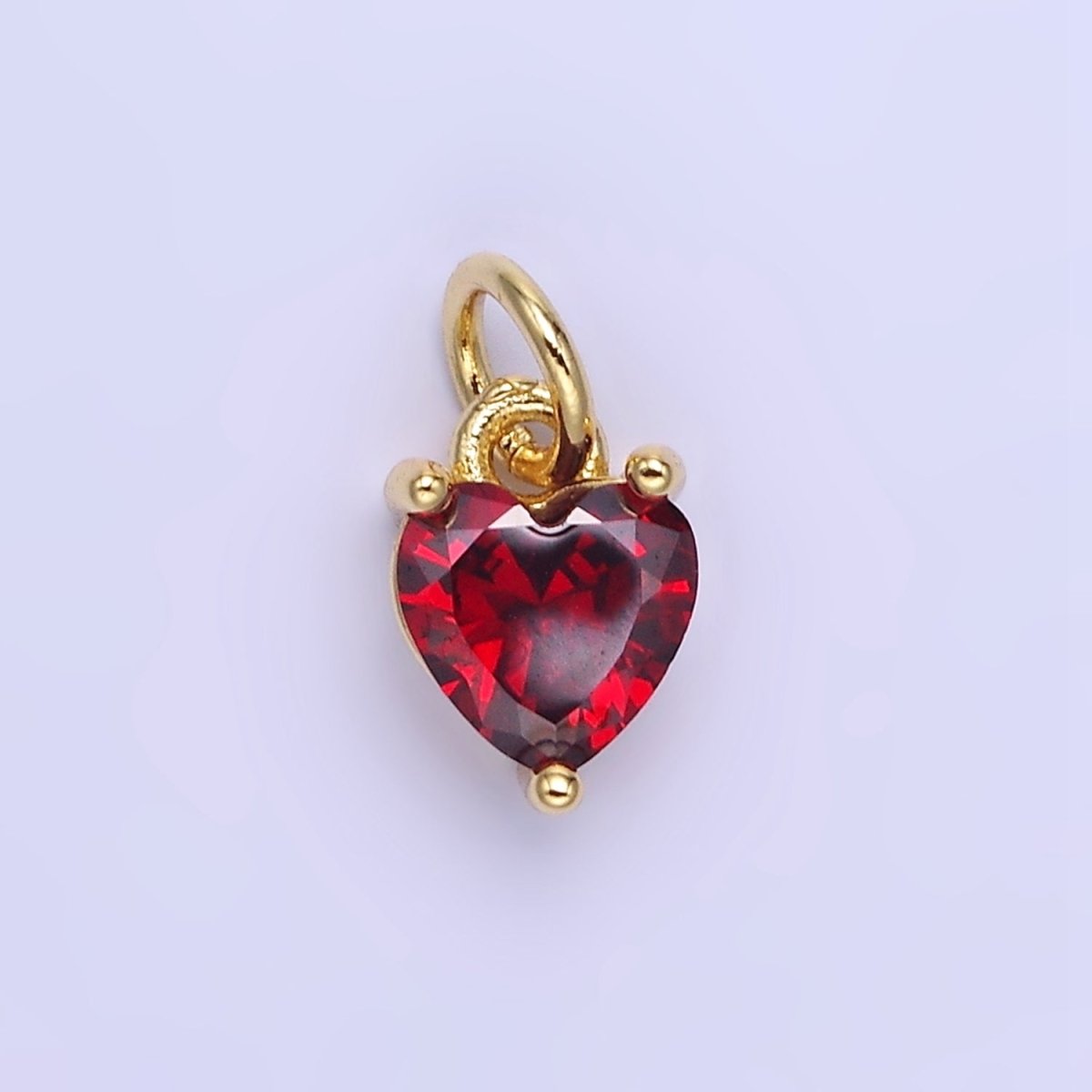 14k Gold Filled 8.7mm CZ Cubic Zirconia Heart Charm in Gold & Silver | W590 - W606