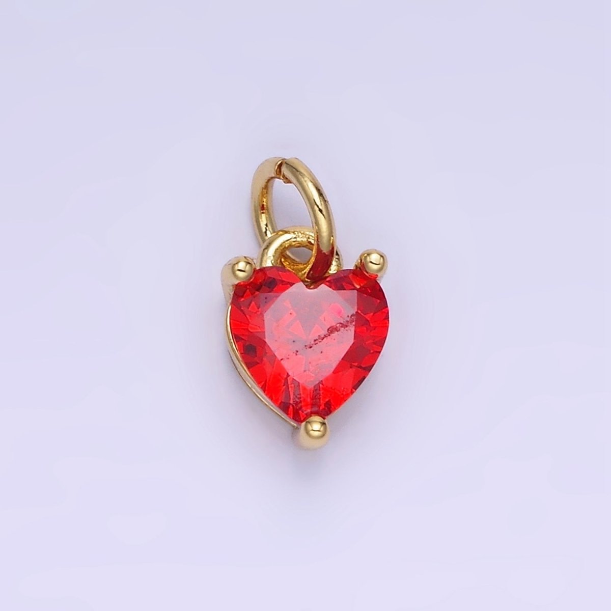 14k Gold Filled 8.7mm CZ Cubic Zirconia Heart Charm in Gold & Silver | W590 - W606