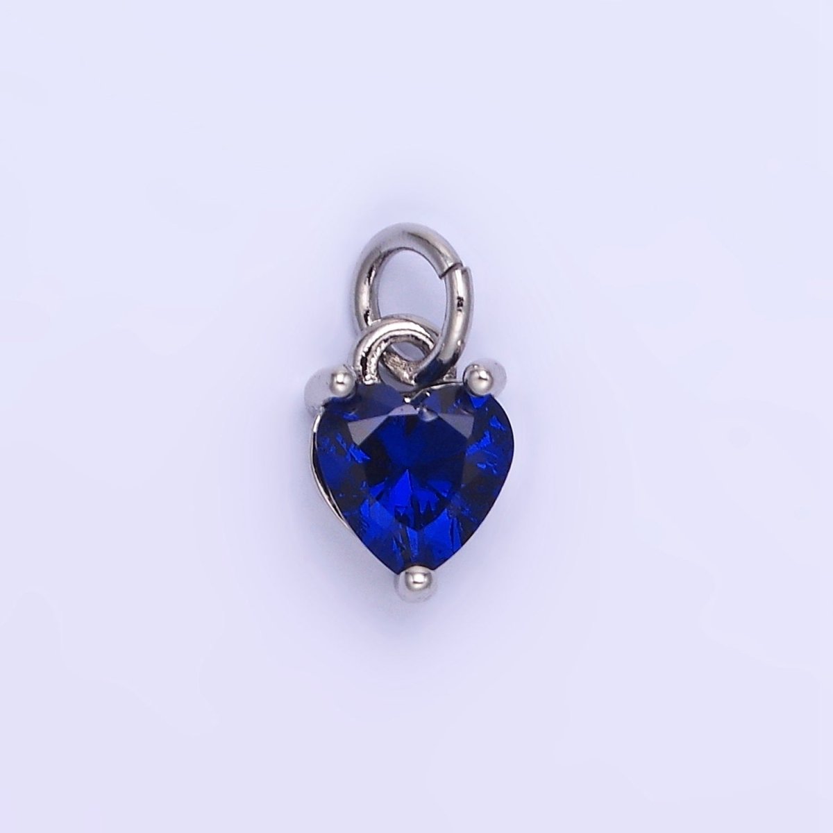 14k Gold Filled 8.7mm CZ Cubic Zirconia Heart Charm in Gold & Silver | W590 - W606