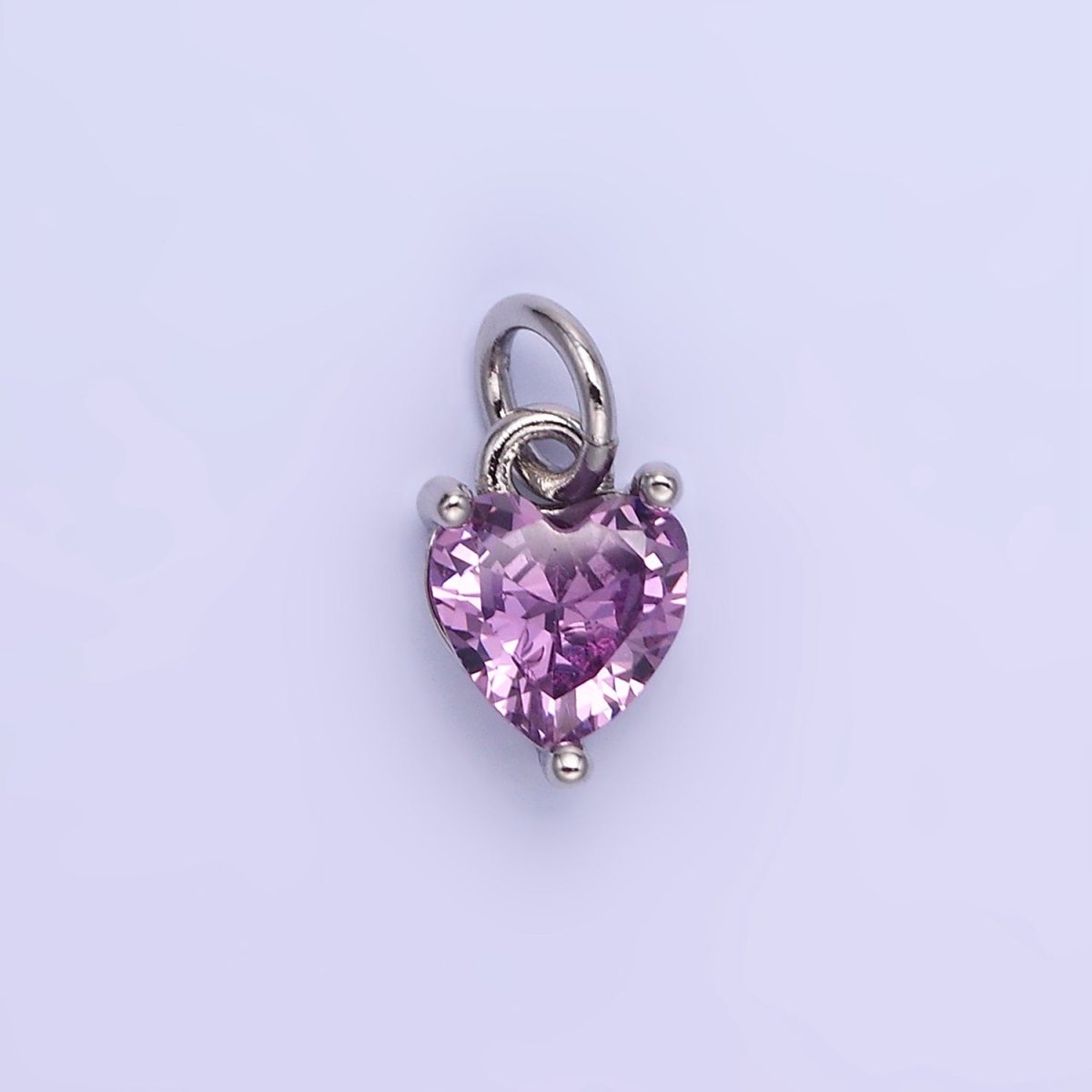 14k Gold Filled 8.7mm CZ Cubic Zirconia Heart Charm in Gold & Silver | W590 - W606