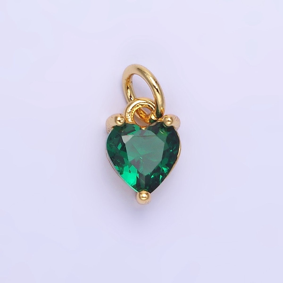 14k Gold Filled 8.7mm CZ Cubic Zirconia Heart Charm in Gold & Silver | W590 - W606