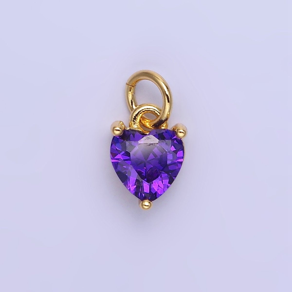 14k Gold Filled 8.7mm CZ Cubic Zirconia Heart Charm in Gold & Silver | W590 - W606