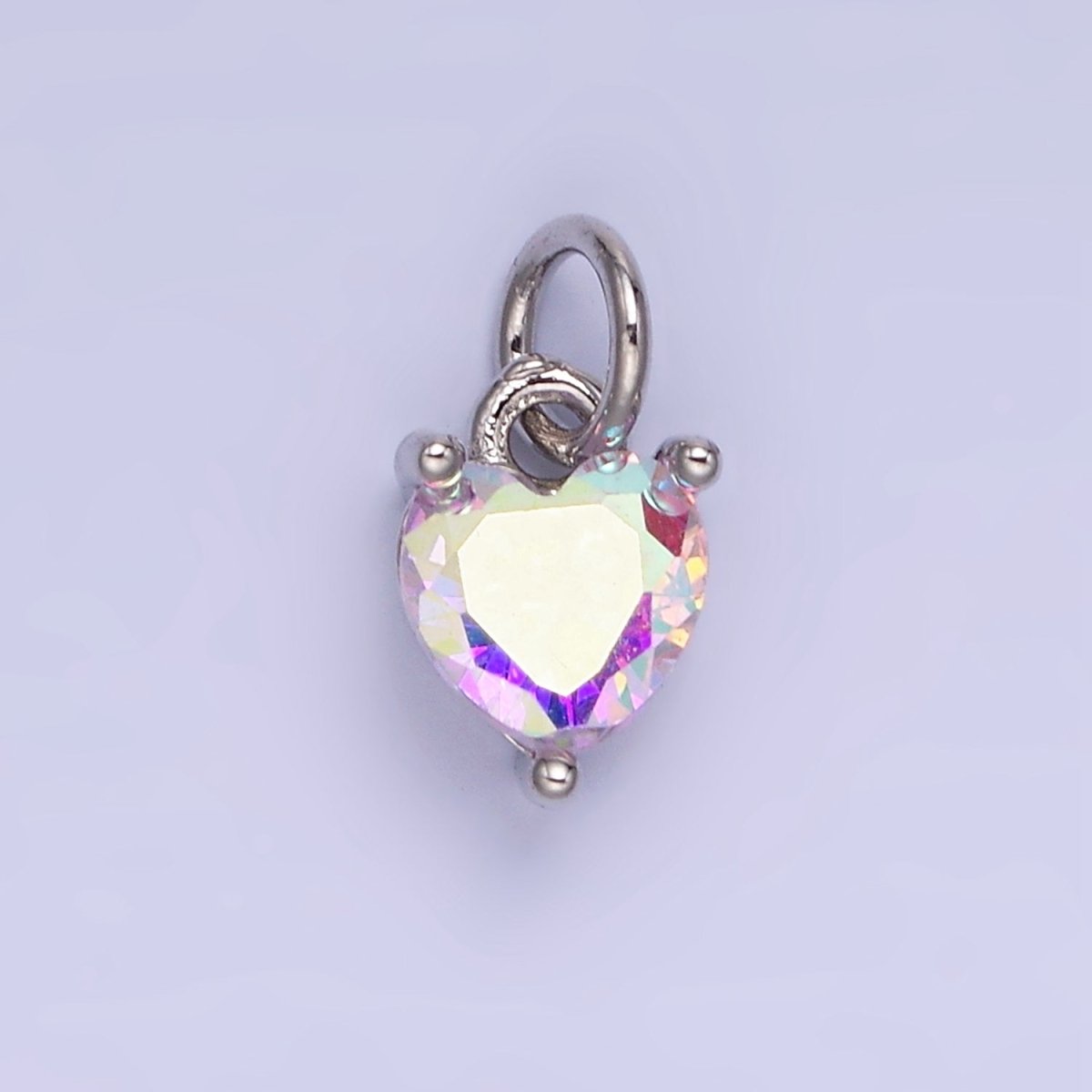 14k Gold Filled 8.7mm CZ Cubic Zirconia Heart Charm in Gold & Silver | W590 - W606