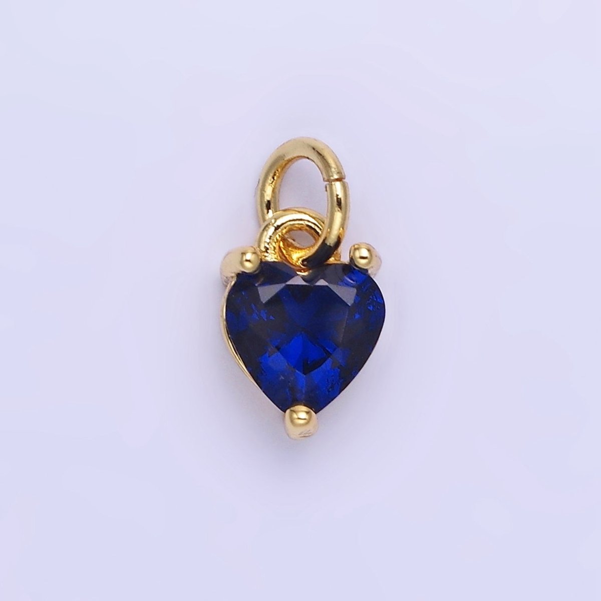 14k Gold Filled 8.7mm CZ Cubic Zirconia Heart Charm in Gold & Silver | W590 - W606
