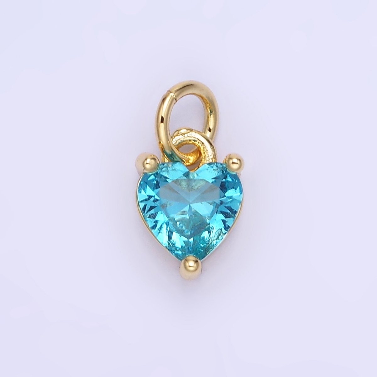 14k Gold Filled 8.7mm CZ Cubic Zirconia Heart Charm in Gold & Silver | W590 - W606