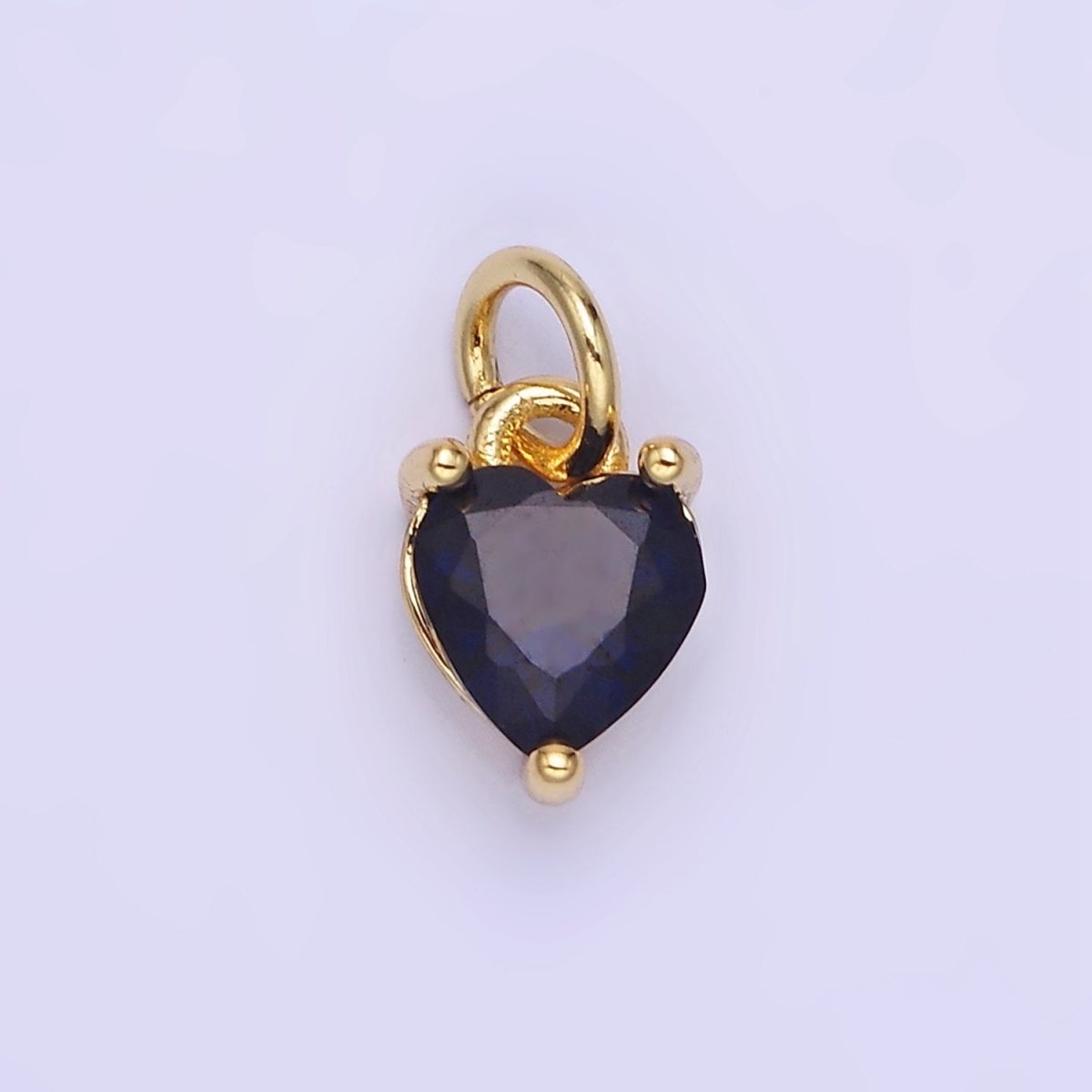 14k Gold Filled 8.7mm CZ Cubic Zirconia Heart Charm in Gold & Silver | W590 - W606