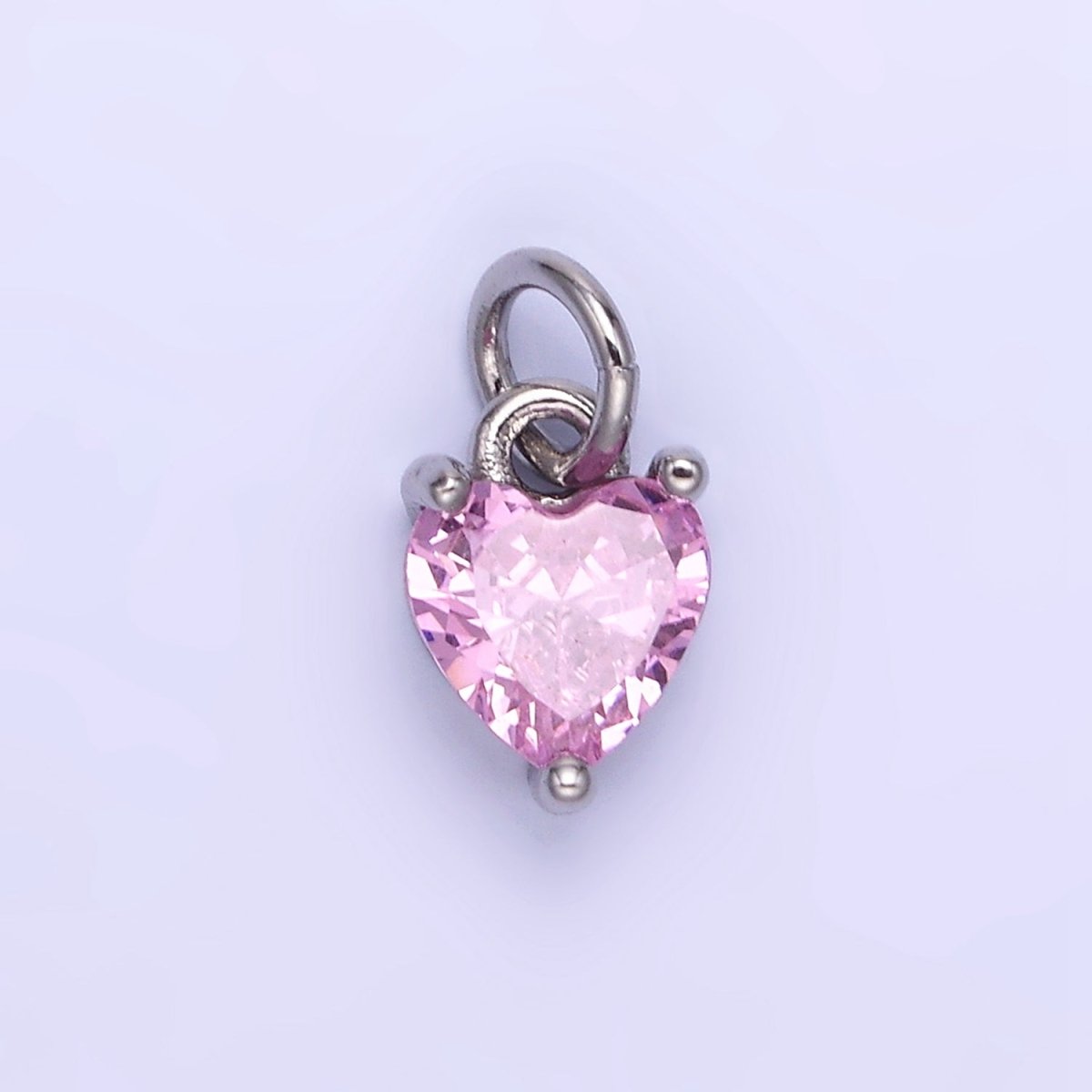 14k Gold Filled 8.7mm CZ Cubic Zirconia Heart Charm in Gold & Silver | W590 - W606
