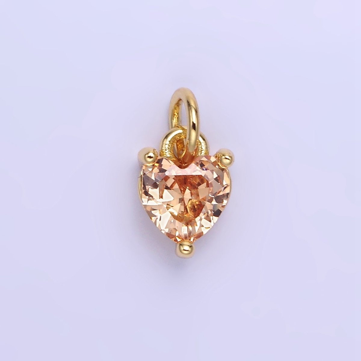 14k Gold Filled 8.7mm CZ Cubic Zirconia Heart Charm in Gold & Silver | W590 - W606