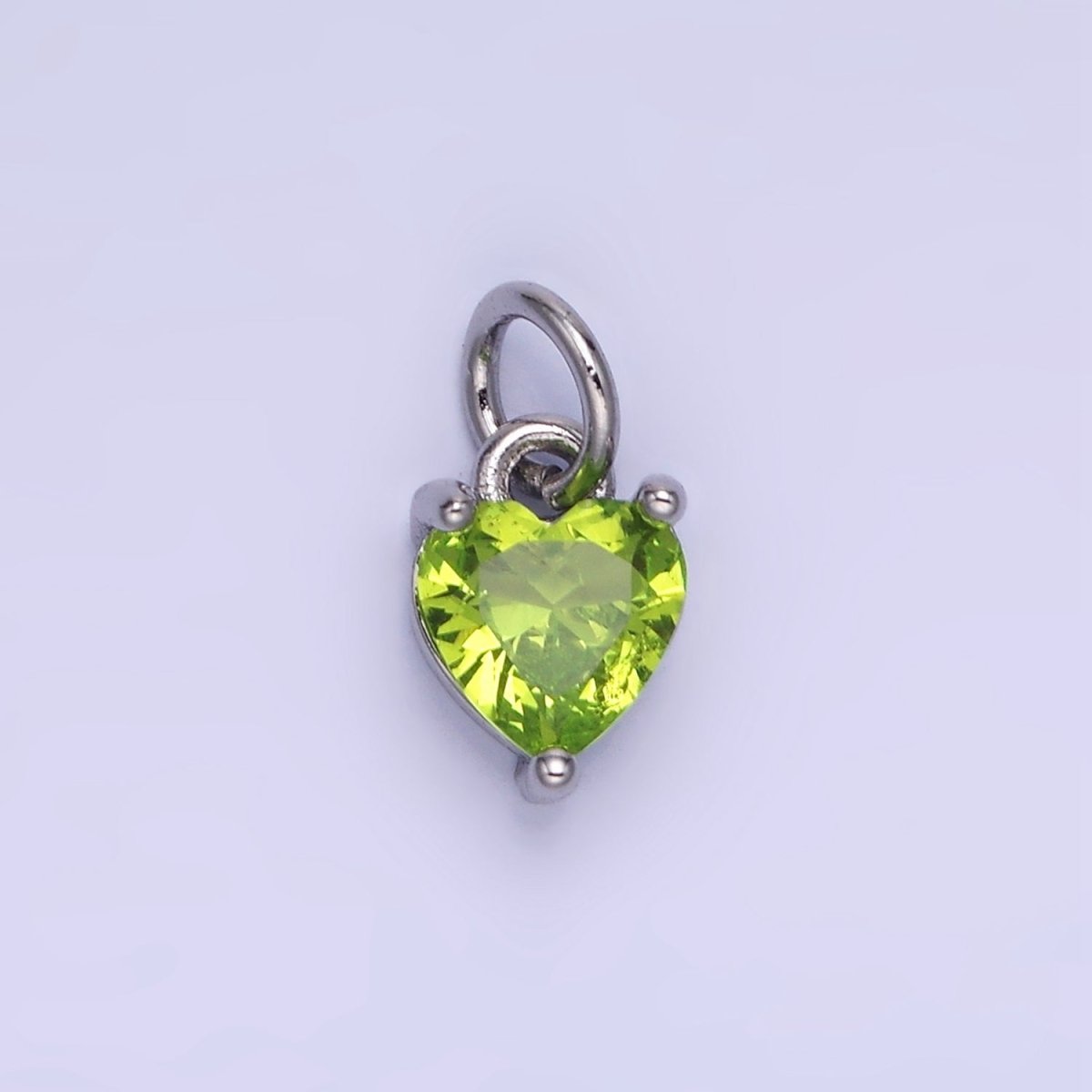 14k Gold Filled 8.7mm CZ Cubic Zirconia Heart Charm in Gold & Silver | W590 - W606