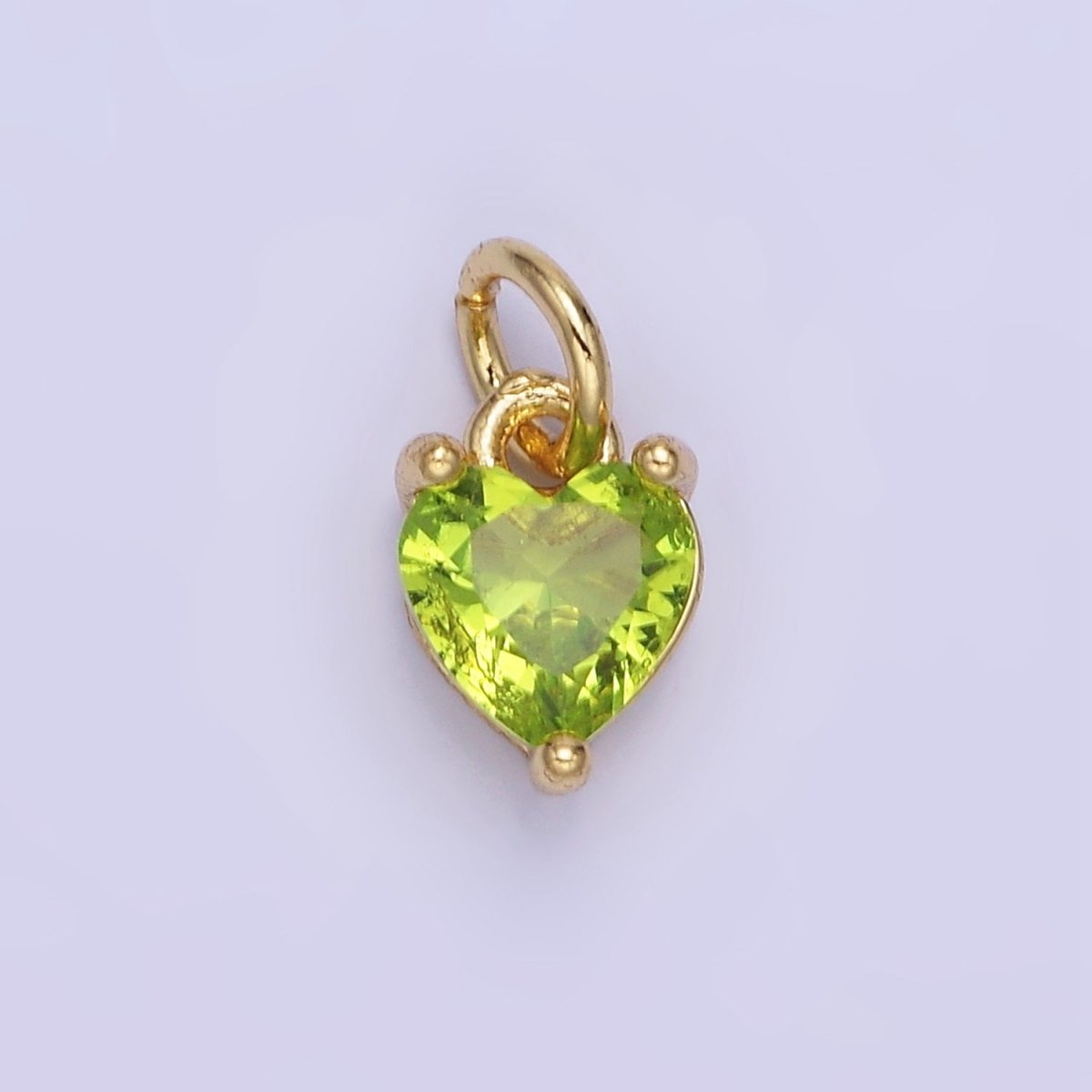 14k Gold Filled 8.7mm CZ Cubic Zirconia Heart Charm in Gold & Silver | W590 - W606