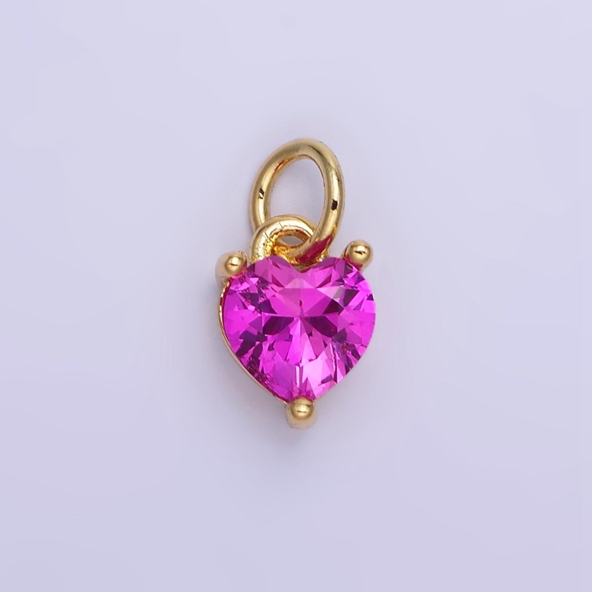14k Gold Filled 8.7mm CZ Cubic Zirconia Heart Charm in Gold & Silver | W590 - W606