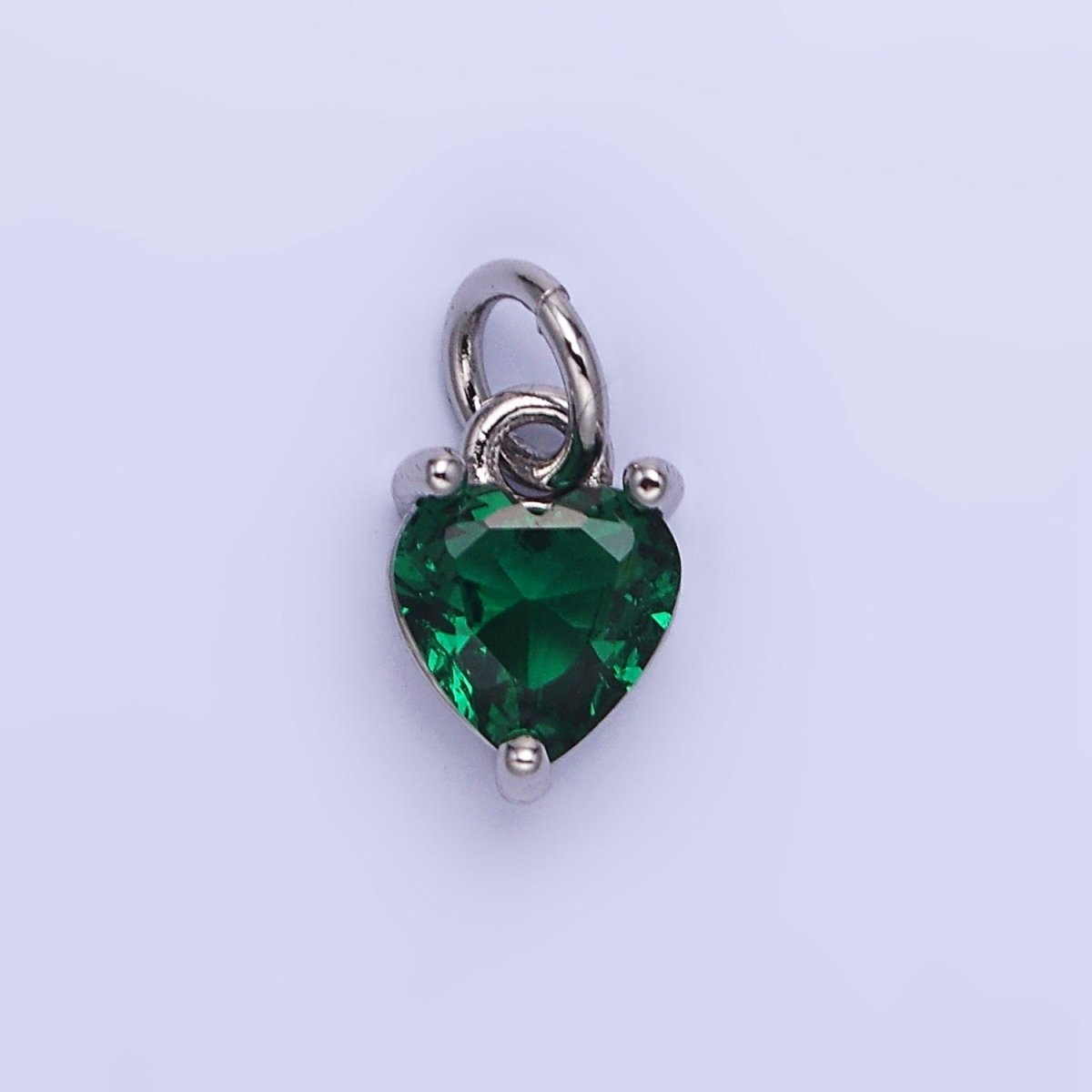14k Gold Filled 8.7mm CZ Cubic Zirconia Heart Charm in Gold & Silver | W590 - W606