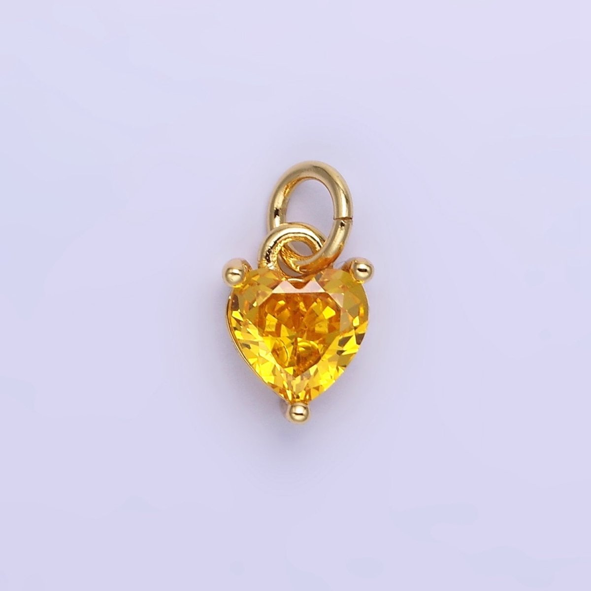 14k Gold Filled 8.7mm CZ Cubic Zirconia Heart Charm in Gold & Silver | W590 - W606