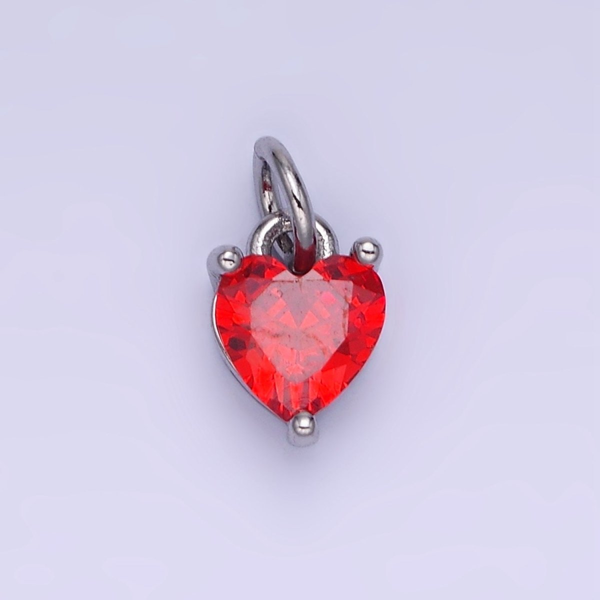14k Gold Filled 8.7mm CZ Cubic Zirconia Heart Charm in Gold & Silver | W590 - W606