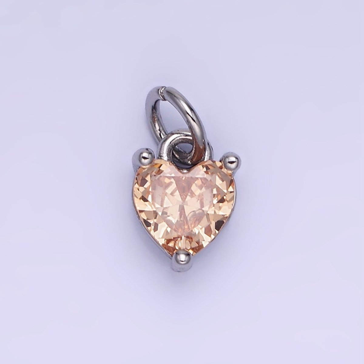 14k Gold Filled 8.7mm CZ Cubic Zirconia Heart Charm in Gold & Silver | W590 - W606