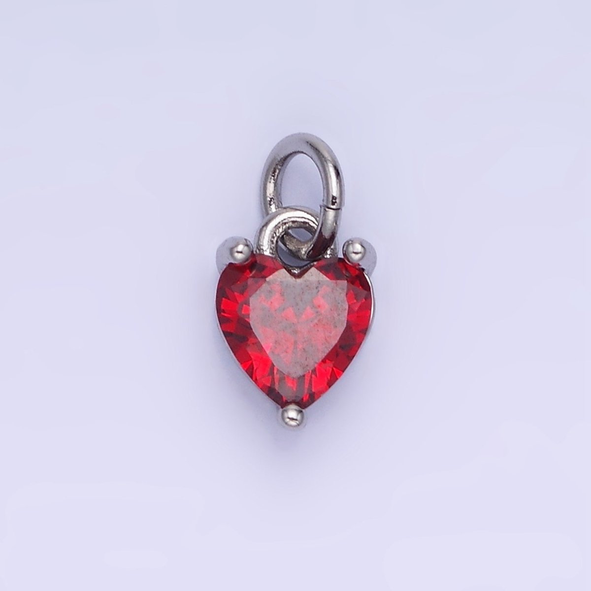 14k Gold Filled 8.7mm CZ Cubic Zirconia Heart Charm in Gold & Silver | W590 - W606