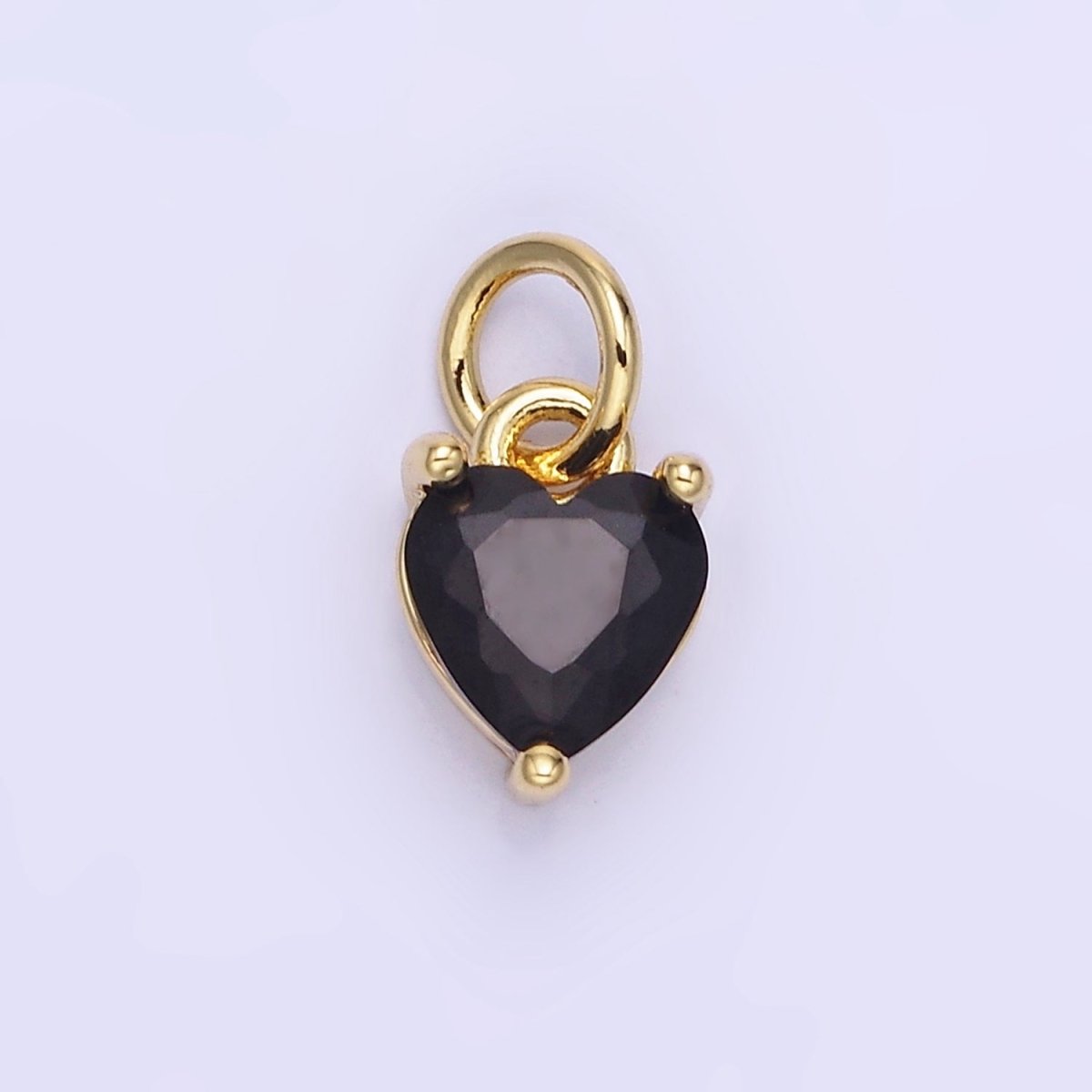 14k Gold Filled 8.7mm CZ Cubic Zirconia Heart Charm in Gold & Silver | W590 - W606