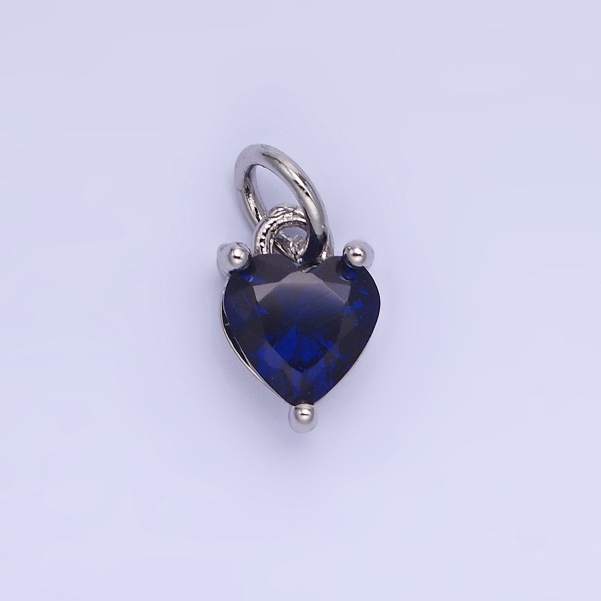 14k Gold Filled 8.7mm CZ Cubic Zirconia Heart Charm in Gold & Silver | W590 - W606