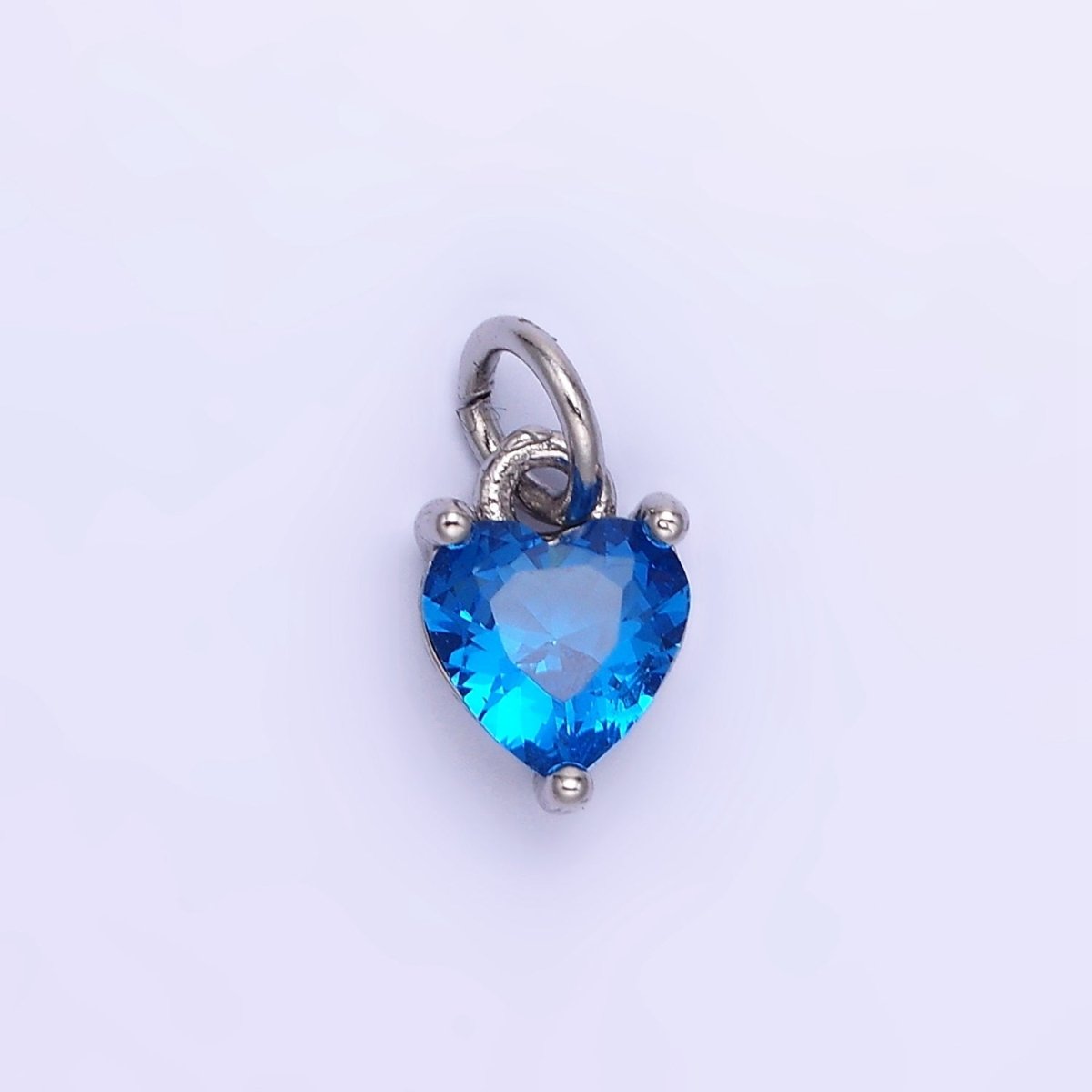14k Gold Filled 8.7mm CZ Cubic Zirconia Heart Charm in Gold & Silver | W590 - W606