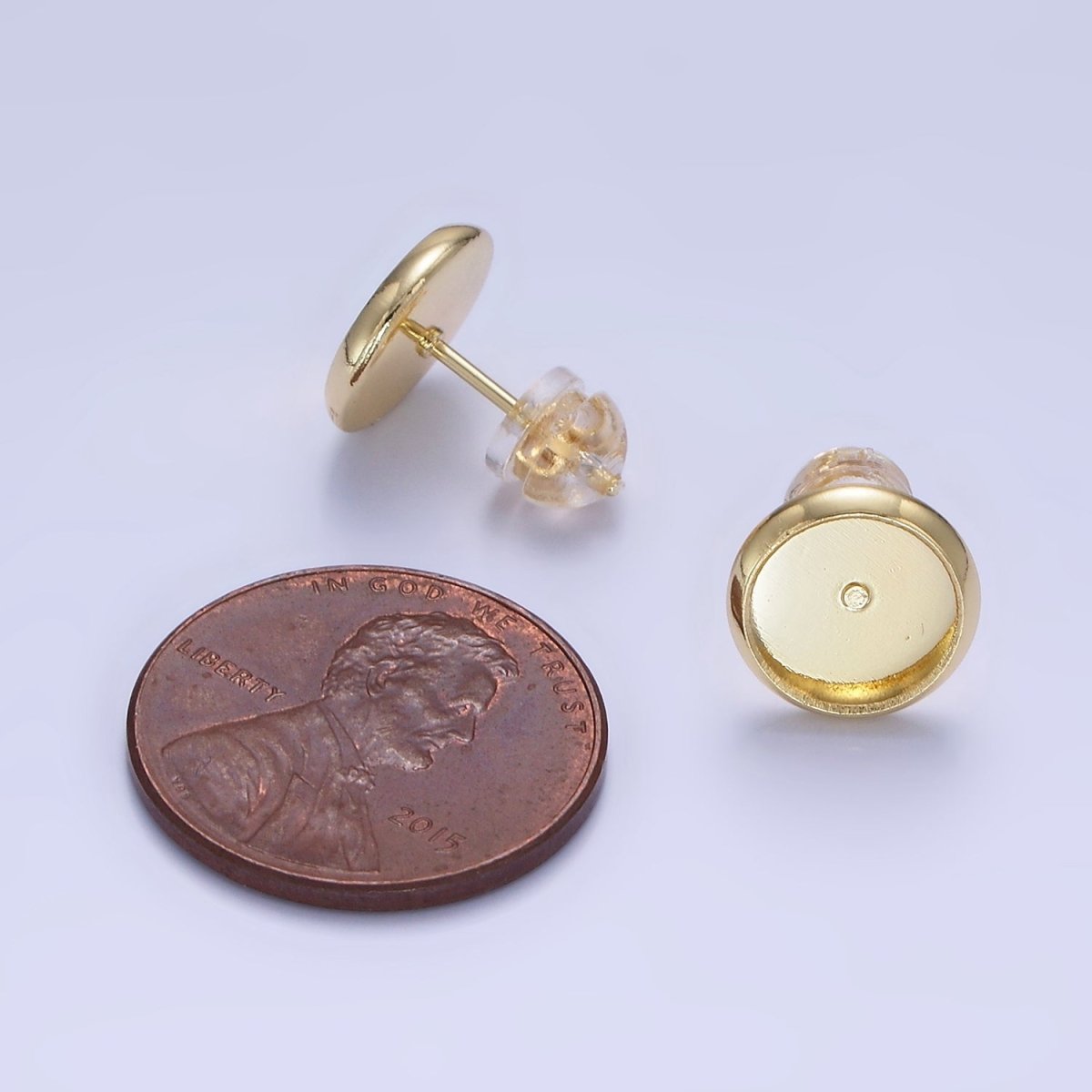 14K Gold Filled 8mm, 10mm Round Minimalist Drill Stud Earrings Findings | Z761 Z763