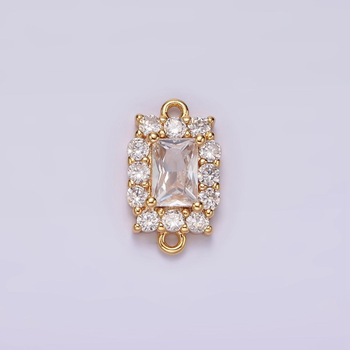 14K Gold Filled 8mm Baguette CZ Micro Paved Birth Month Personalized Connector | G-129 - G-142