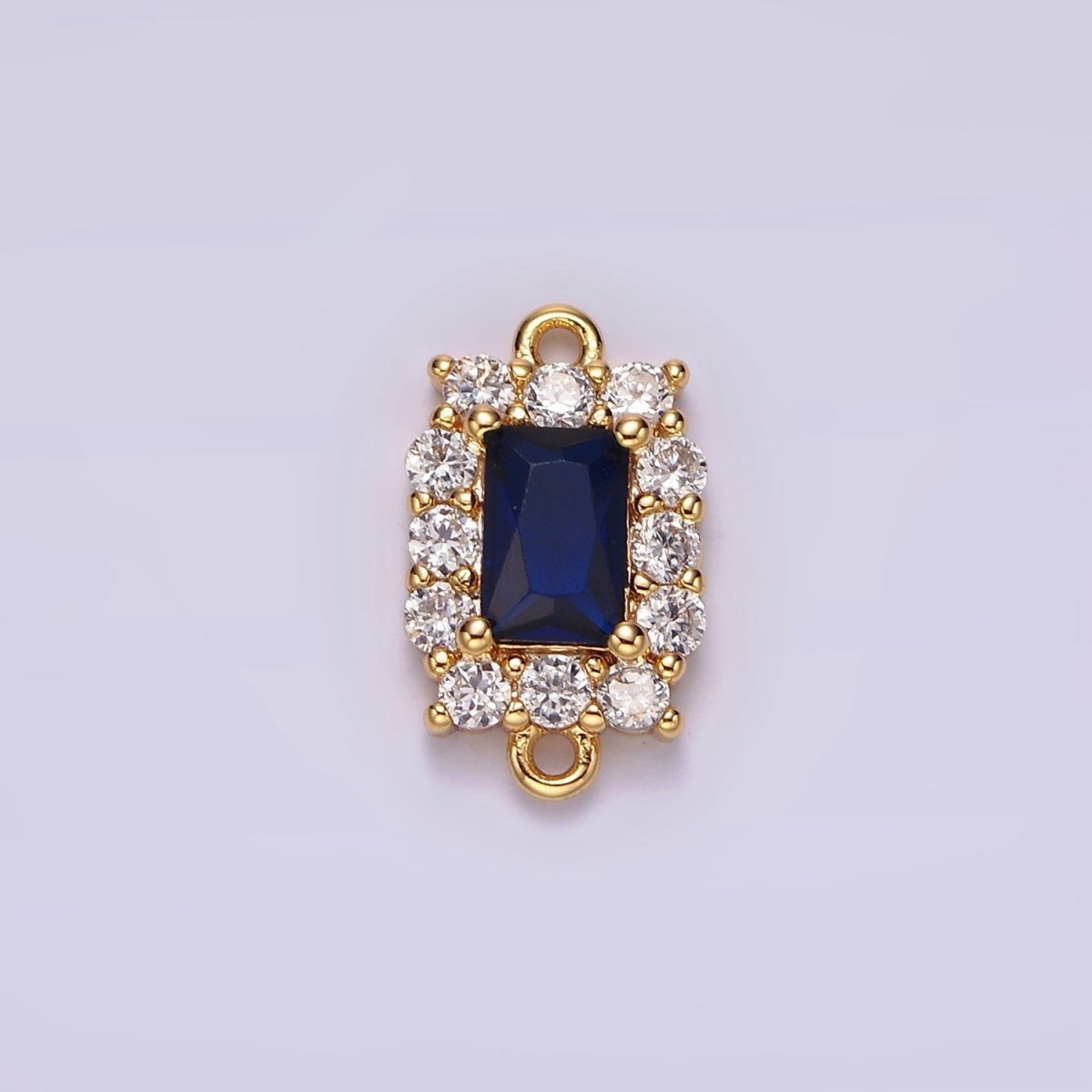14K Gold Filled 8mm Baguette CZ Micro Paved Birth Month Personalized Connector | G-129 - G-142