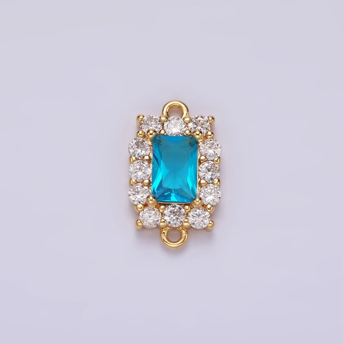 14K Gold Filled 8mm Baguette CZ Micro Paved Birth Month Personalized Connector | G-129 - G-142