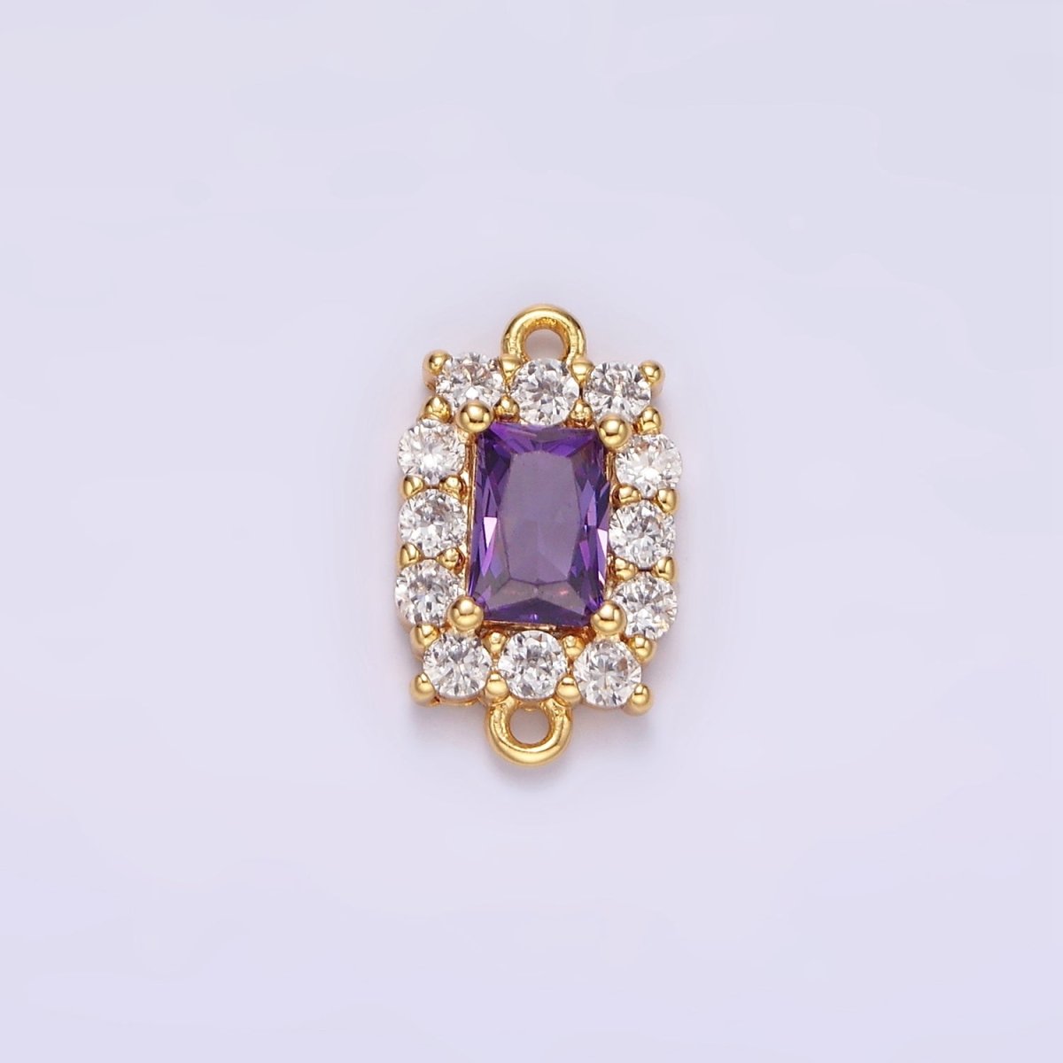 14K Gold Filled 8mm Baguette CZ Micro Paved Birth Month Personalized Connector | G-129 - G-142