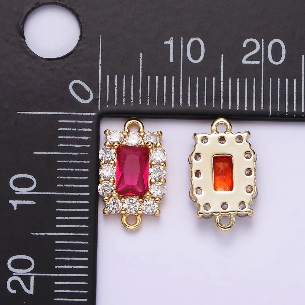 14K Gold Filled 8mm Baguette CZ Micro Paved Birth Month Personalized Connector | G-129 - G-142