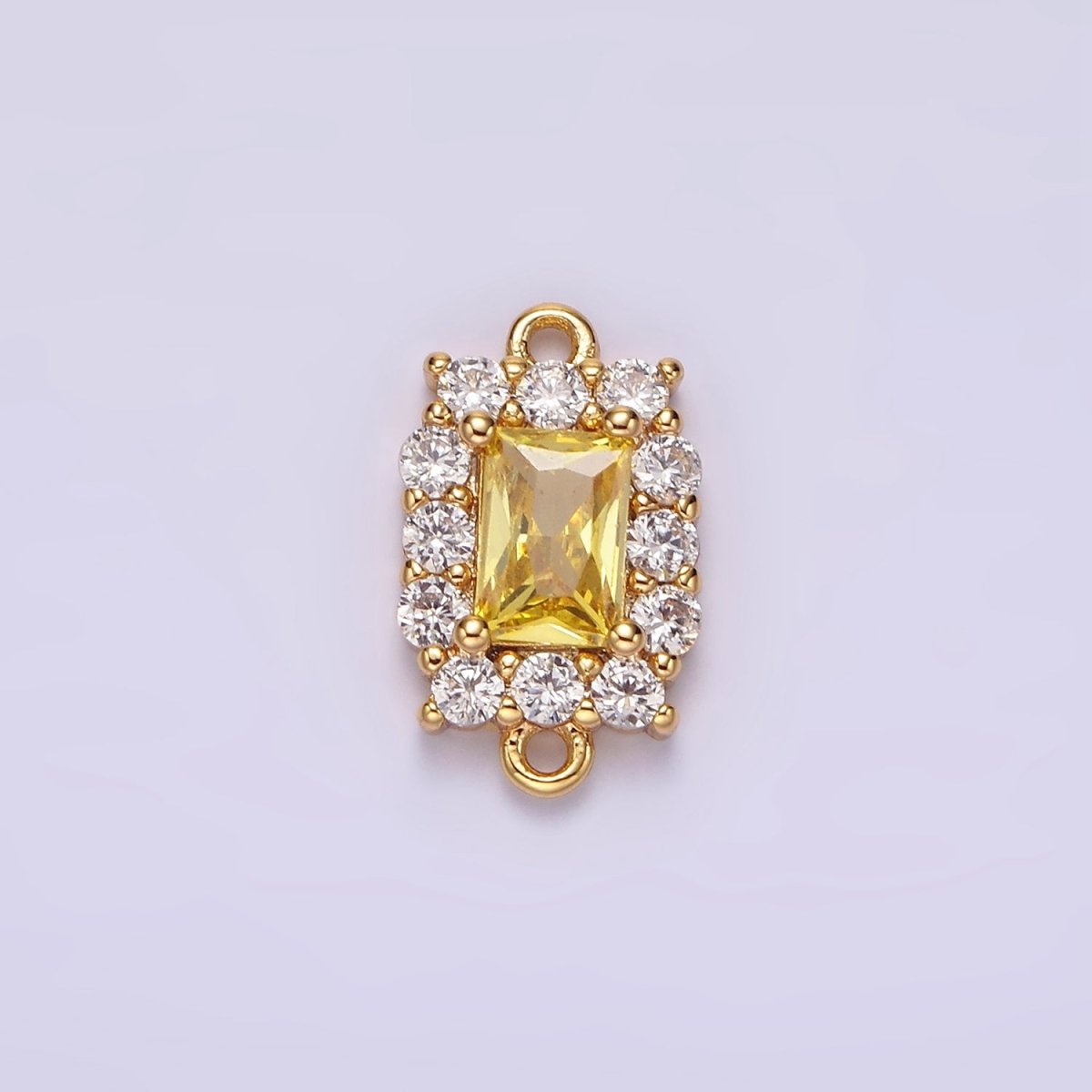 14K Gold Filled 8mm Baguette CZ Micro Paved Birth Month Personalized Connector | G-129 - G-142