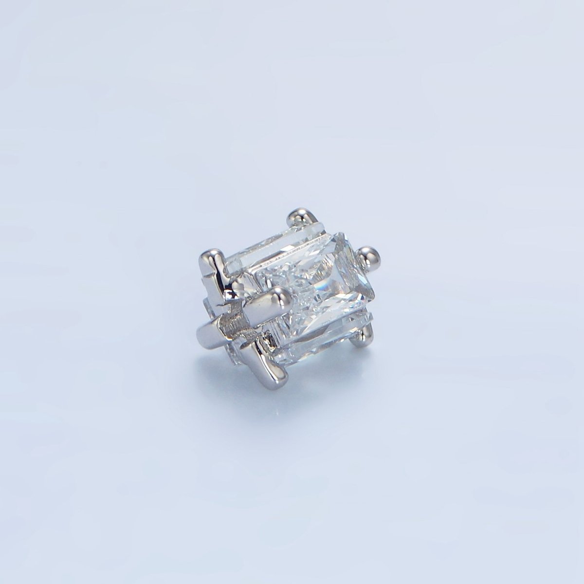 14K Gold Filled 8mm Clear CZ Baguette Square Bead in Gold & Silver | B209