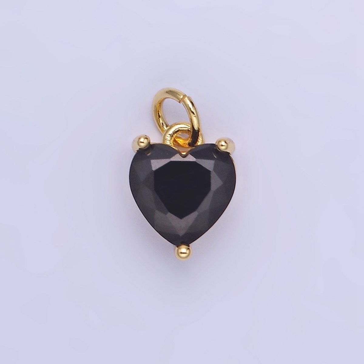 14K Gold Filled 10.3mm CZ Cubic Zirconia Heart Charm in Gold & Silver | W566 - W581