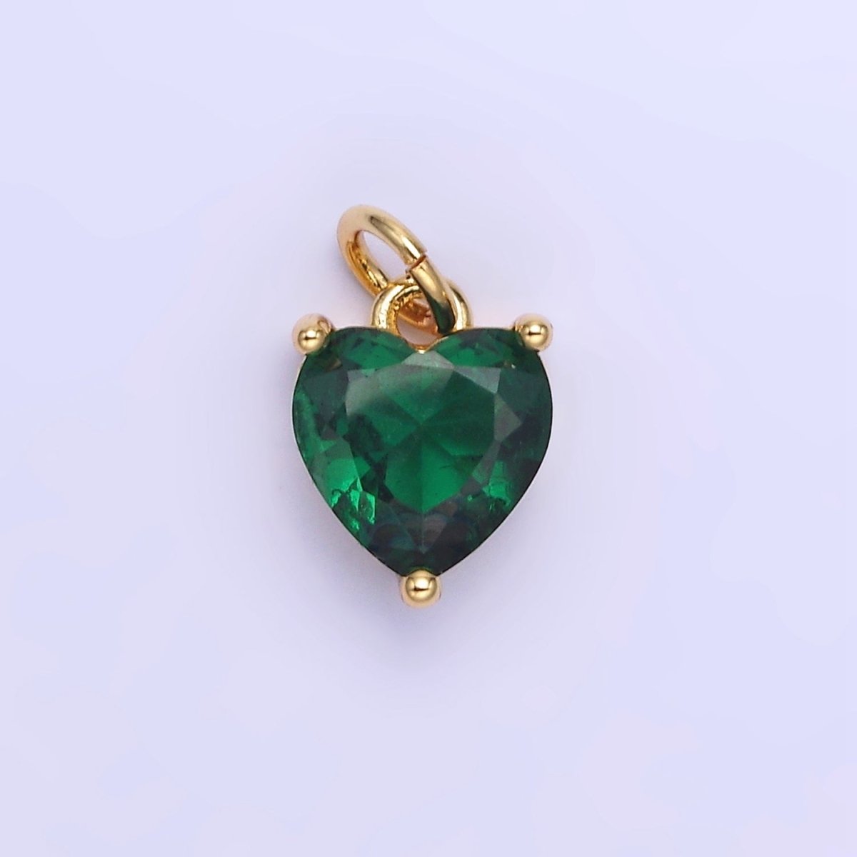 14K Gold Filled 10.3mm CZ Cubic Zirconia Heart Charm in Gold & Silver | W566 - W581