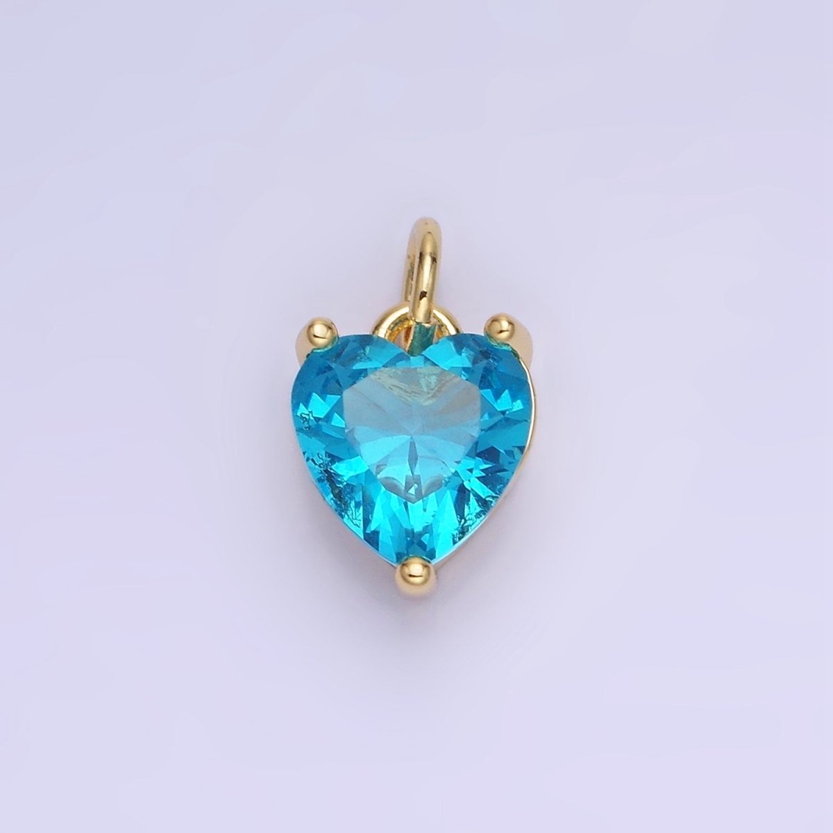 14K Gold Filled 10.3mm CZ Cubic Zirconia Heart Charm in Gold & Silver | W566 - W581