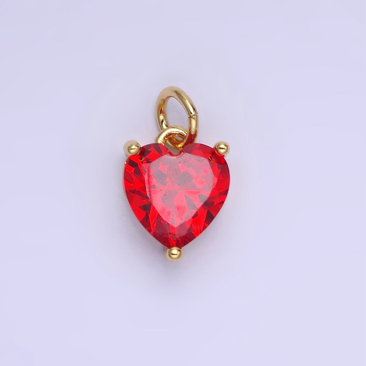 14K Gold Filled 10.3mm CZ Cubic Zirconia Heart Charm in Gold & Silver | W566 - W581