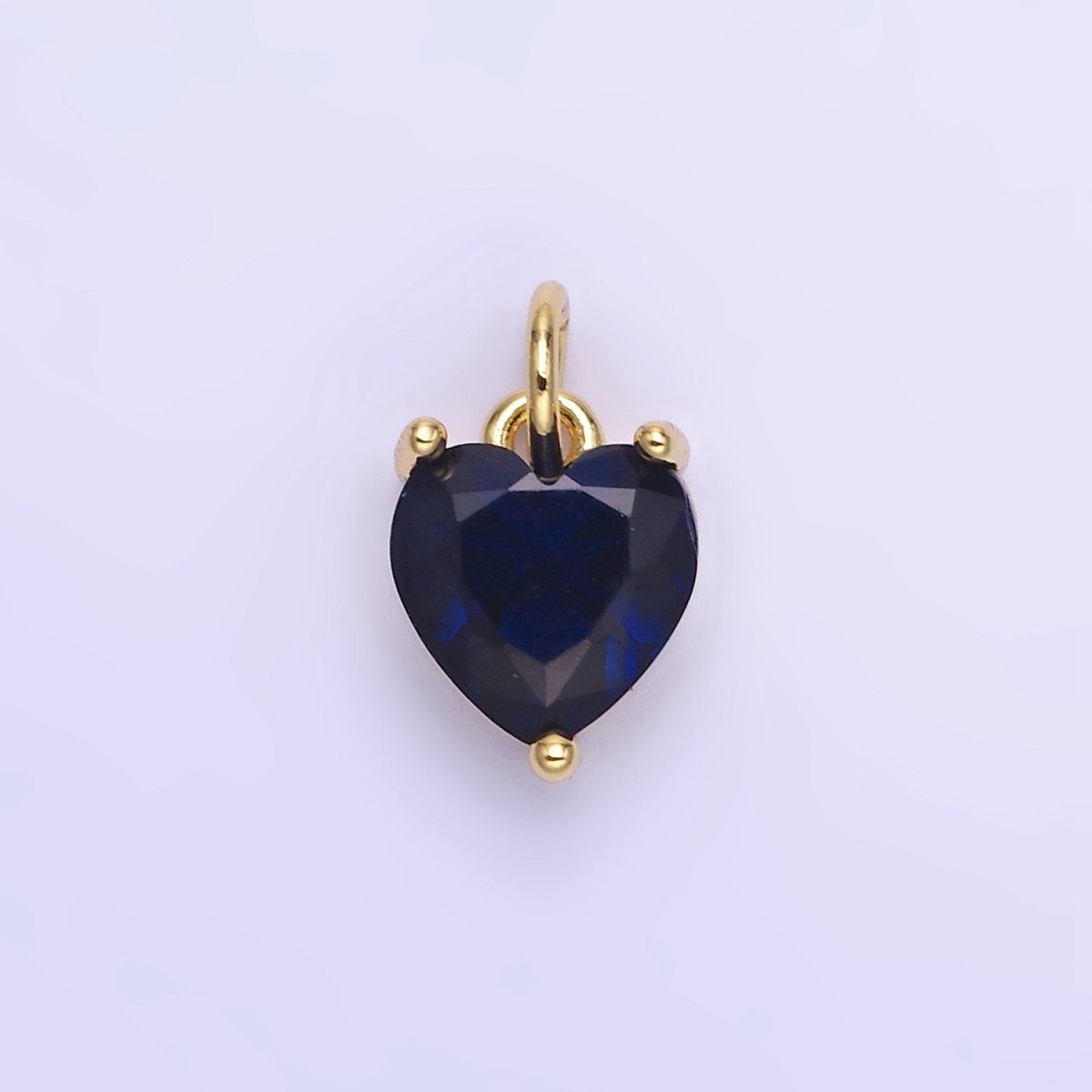 14K Gold Filled 10.3mm CZ Cubic Zirconia Heart Charm in Gold & Silver | W566 - W581