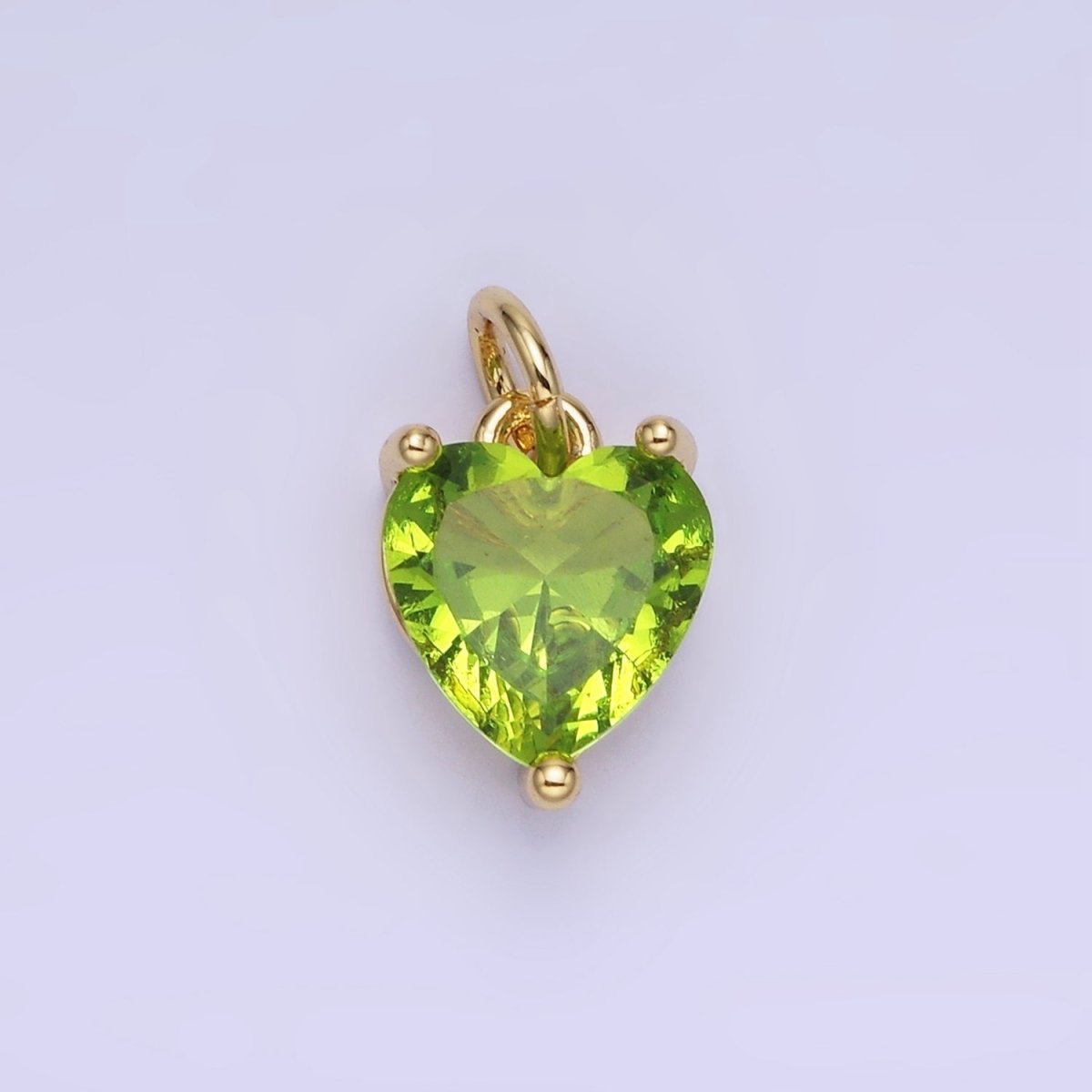 14K Gold Filled 10.3mm CZ Cubic Zirconia Heart Charm in Gold & Silver | W566 - W581