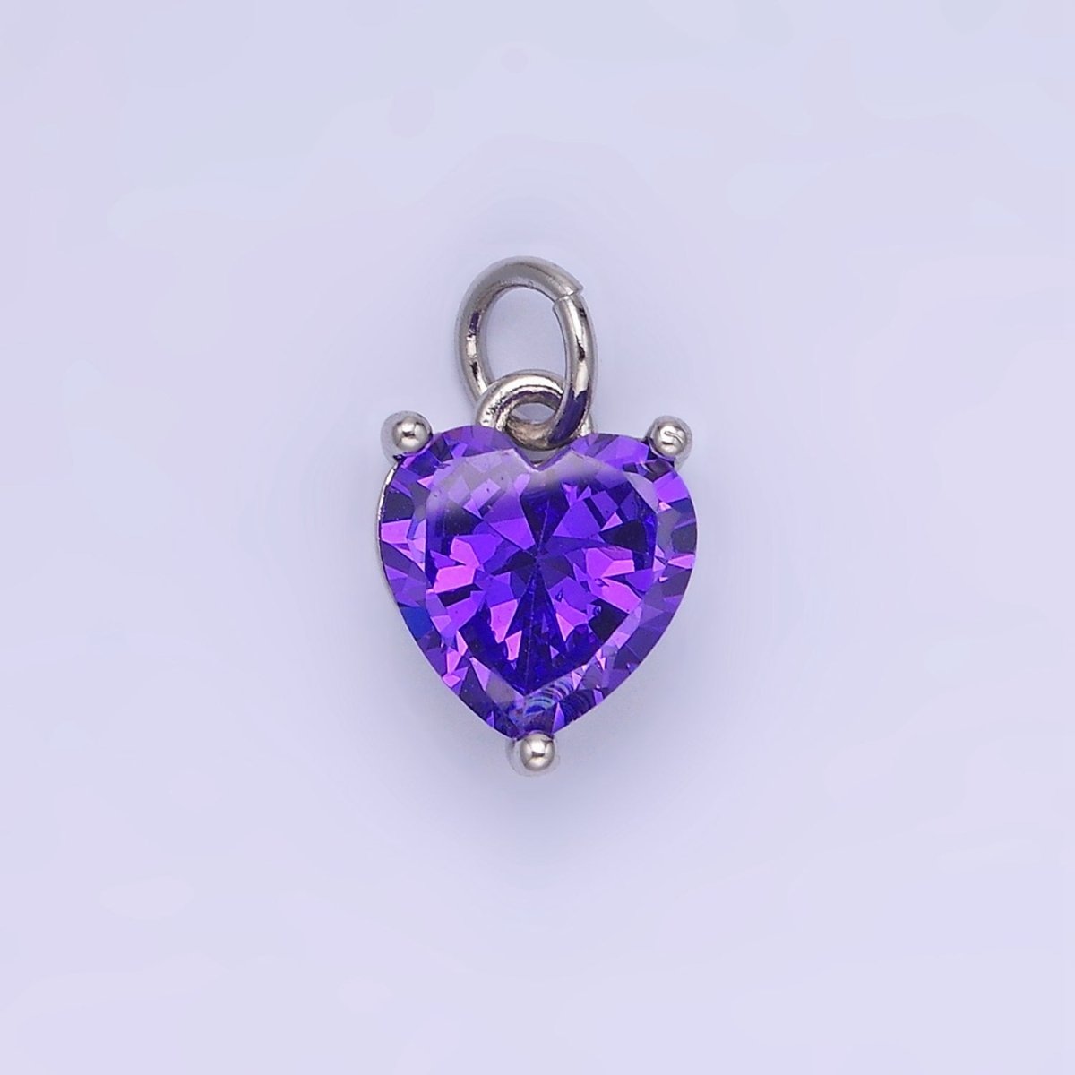 14K Gold Filled 10.3mm CZ Cubic Zirconia Heart Charm in Gold & Silver | W566 - W581