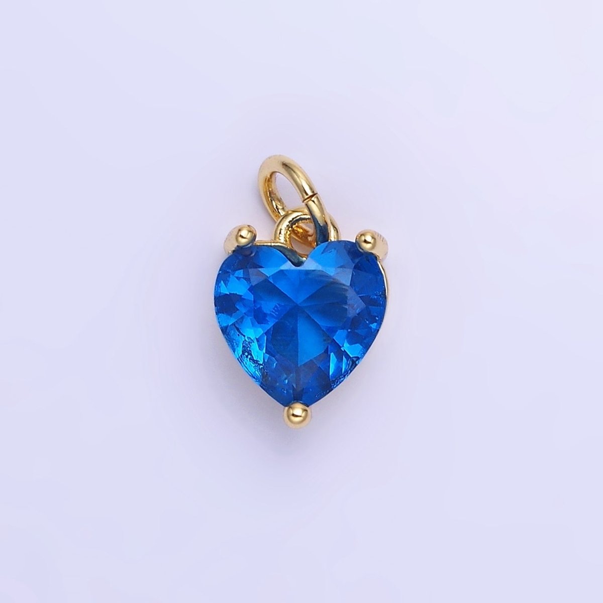 14K Gold Filled 10.3mm CZ Cubic Zirconia Heart Charm in Gold & Silver | W566 - W581